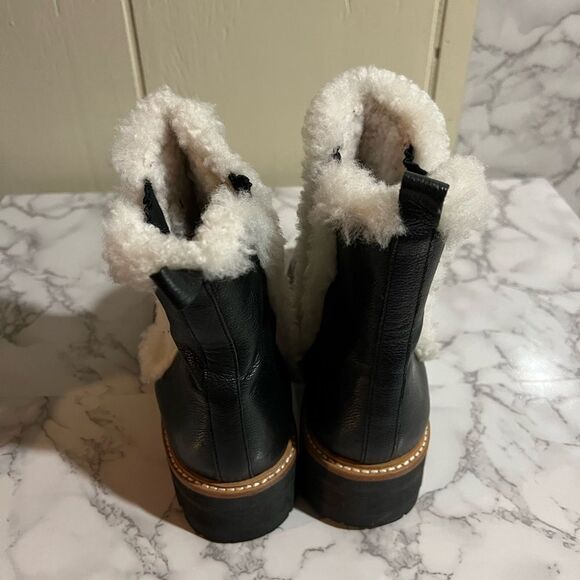 NEW Marc Fisher LTD IGGIE Black Leather Lug Sole Chelsea Ankle Boots Size 9.5 - Picture 4 of 7